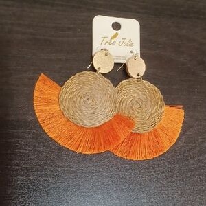 Tres Jolie Accessories Orange and Gold Earrings